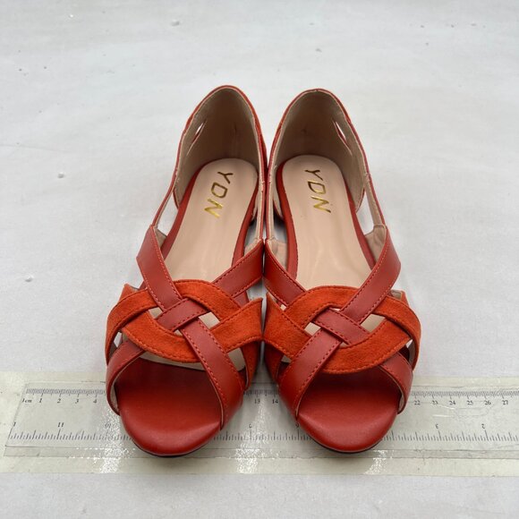 YDN Brown Braid Pumps Cutout Sandals Slip On Flats Peep Toe Party Dressy Prom - Picture 3 of 8